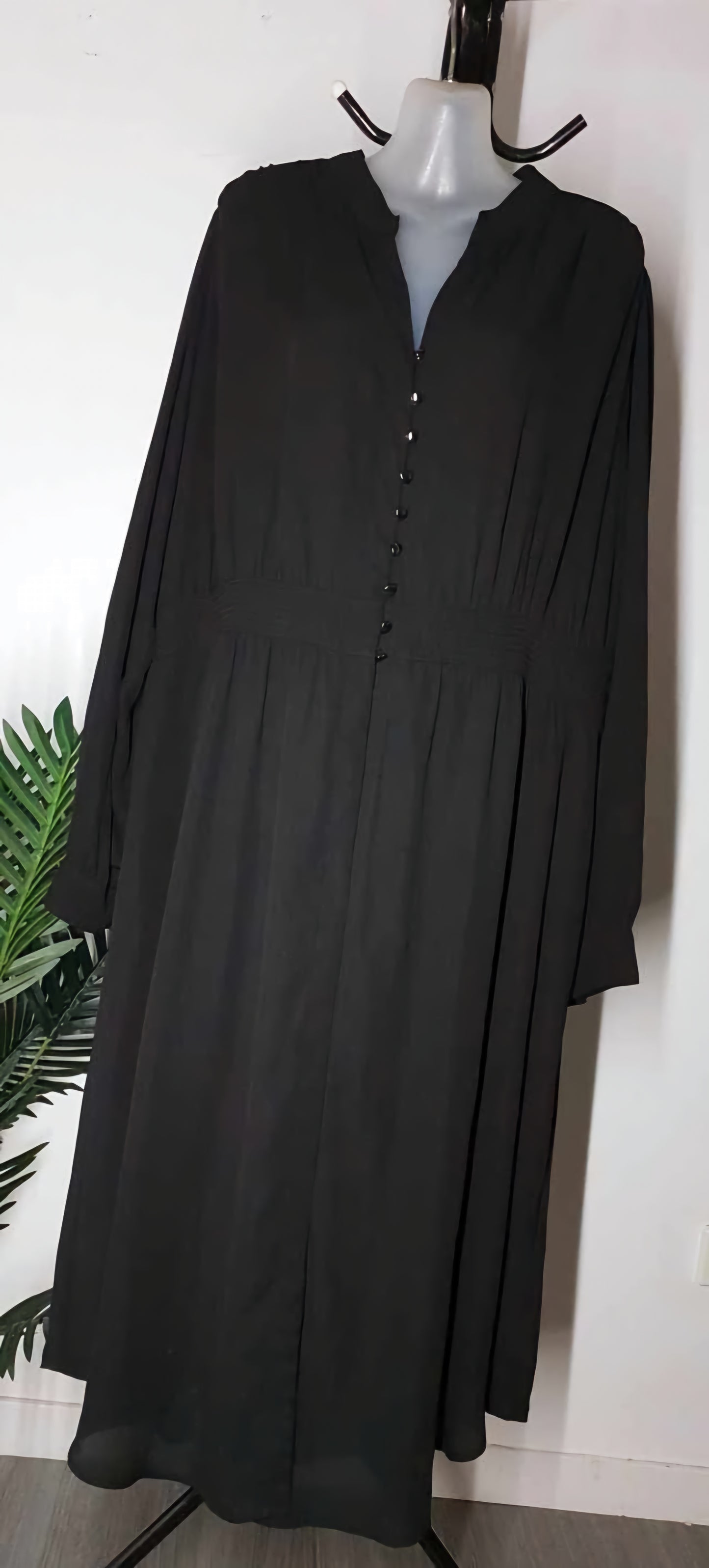 City Chic XL - Black Button Up Dress With Sleeves