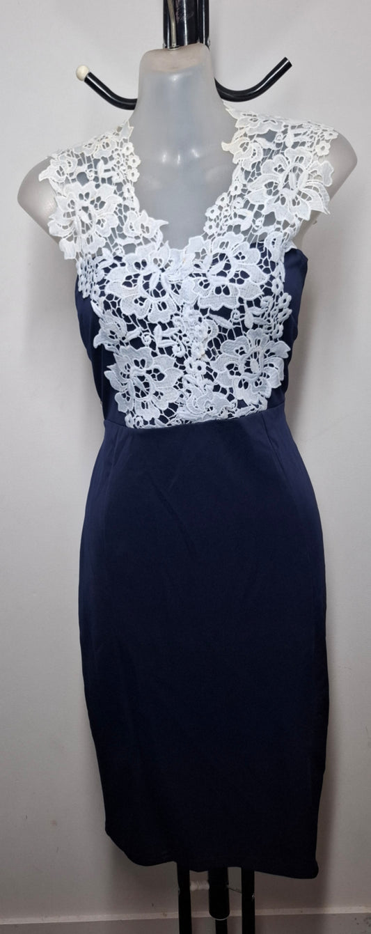 Size 12 - Navy & White Lace Dress