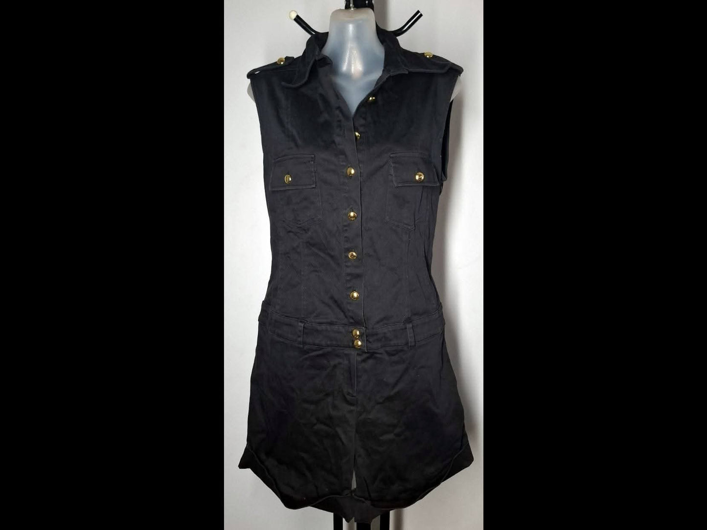 Size 14 - Button Up Black Playsuit