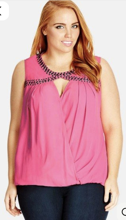 City Chic XS - BLACK Studded Peekaboo Top