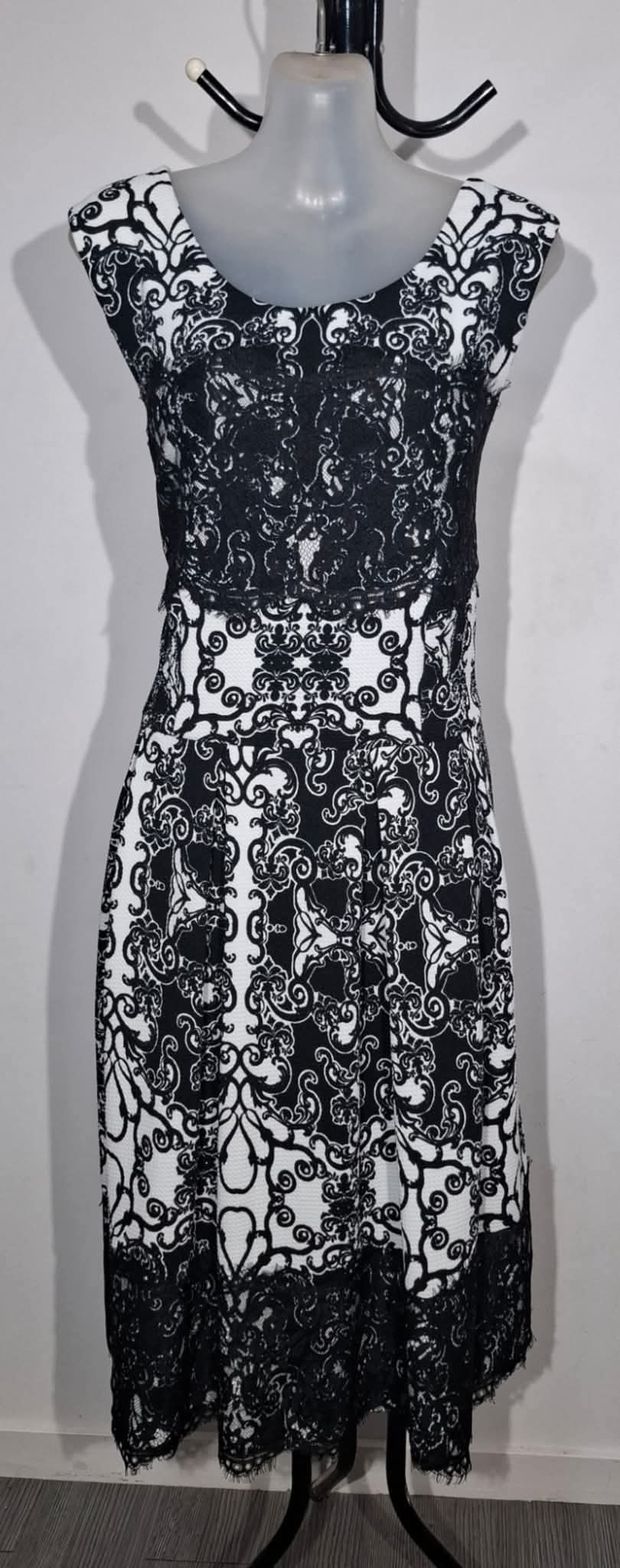 City Chic Medium - Black and White Lace Dress