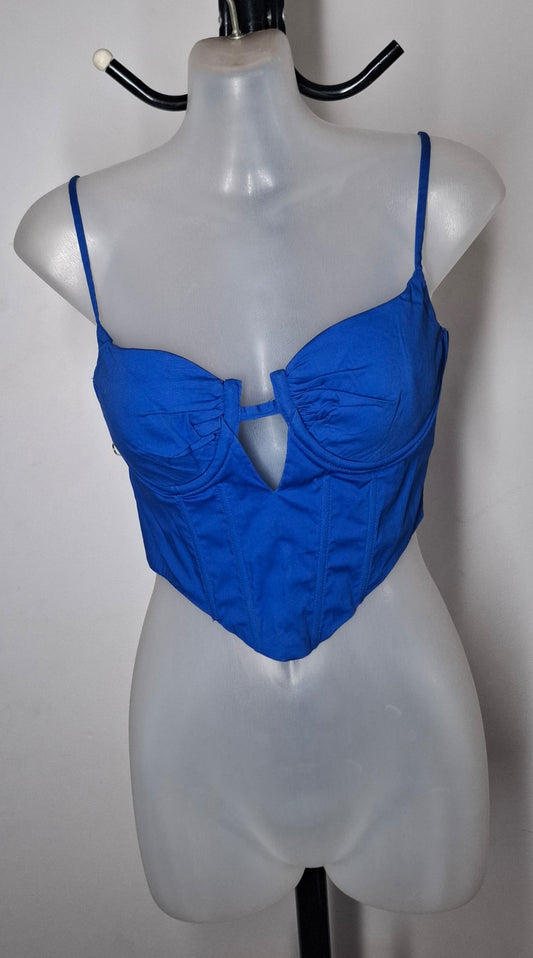 Size 10 - Blue Deep V Corset Crop Top