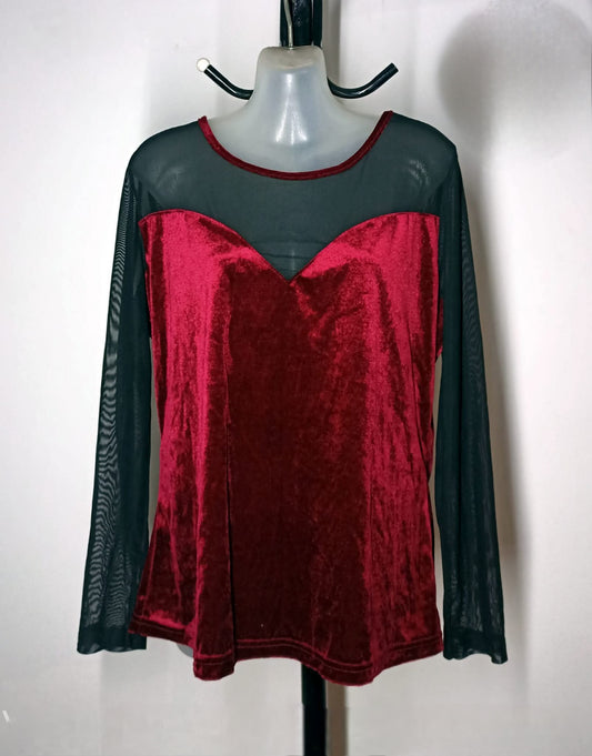 Size 20 - Velvet Mesh Long Sleeve Top