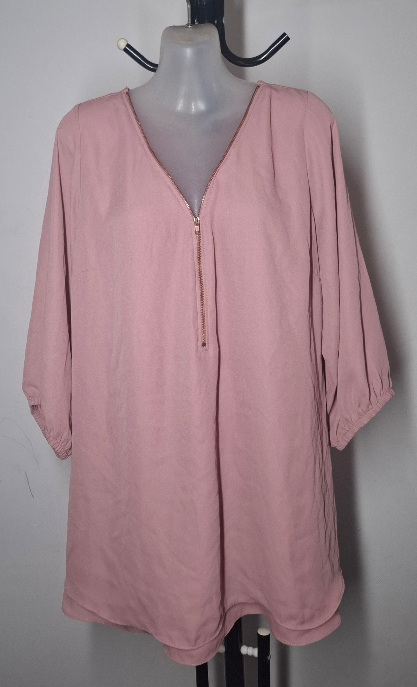 City Chic Small - Pink Sexy Elbow Fling Zip Top With Sleeves