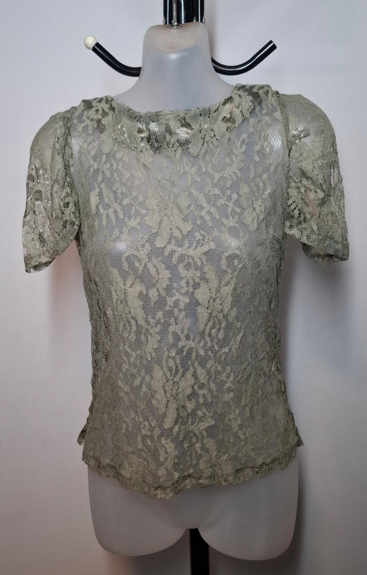 Size 8 - Sheer Khaki Lace Top