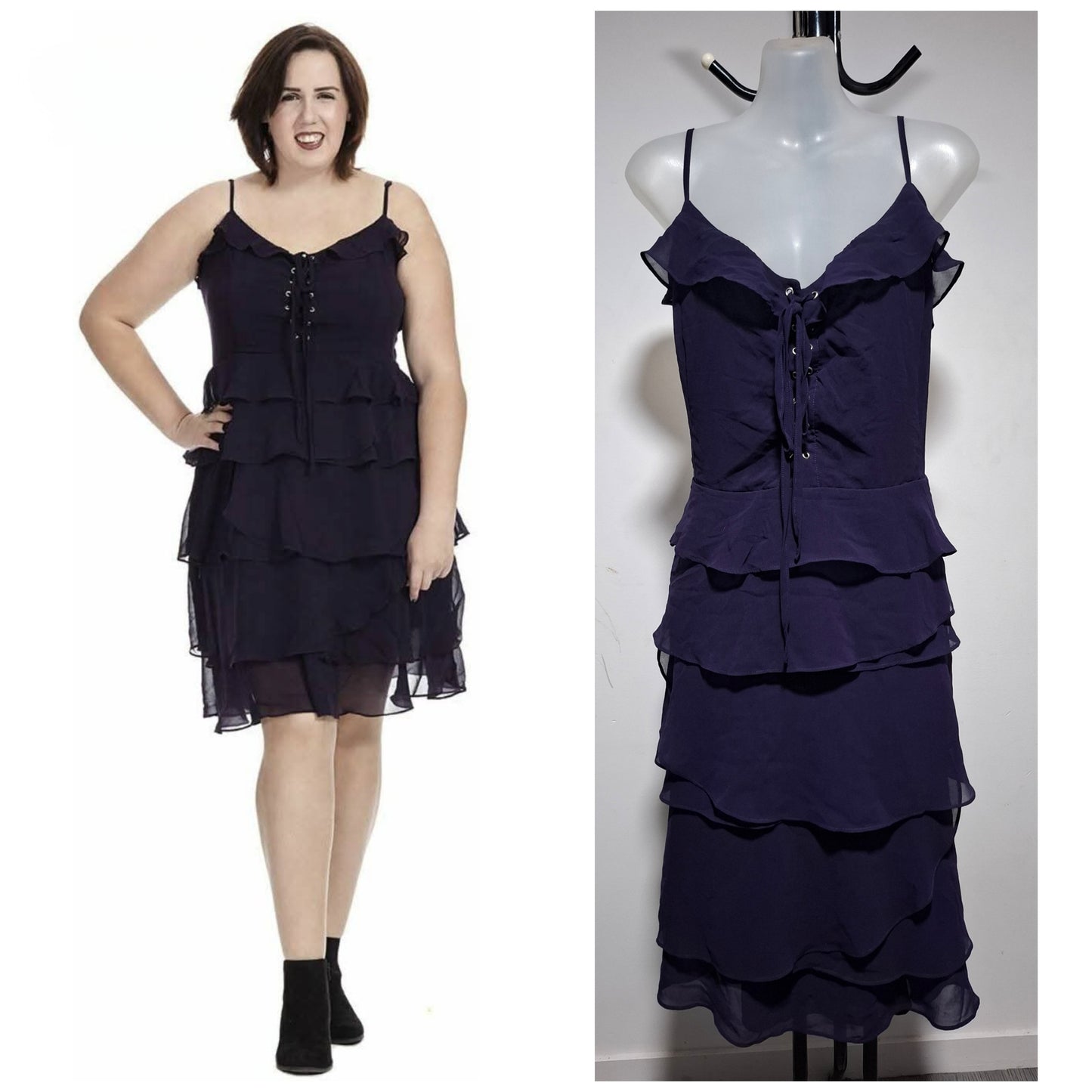City Chic XL - Purple Tiered Frill Dress