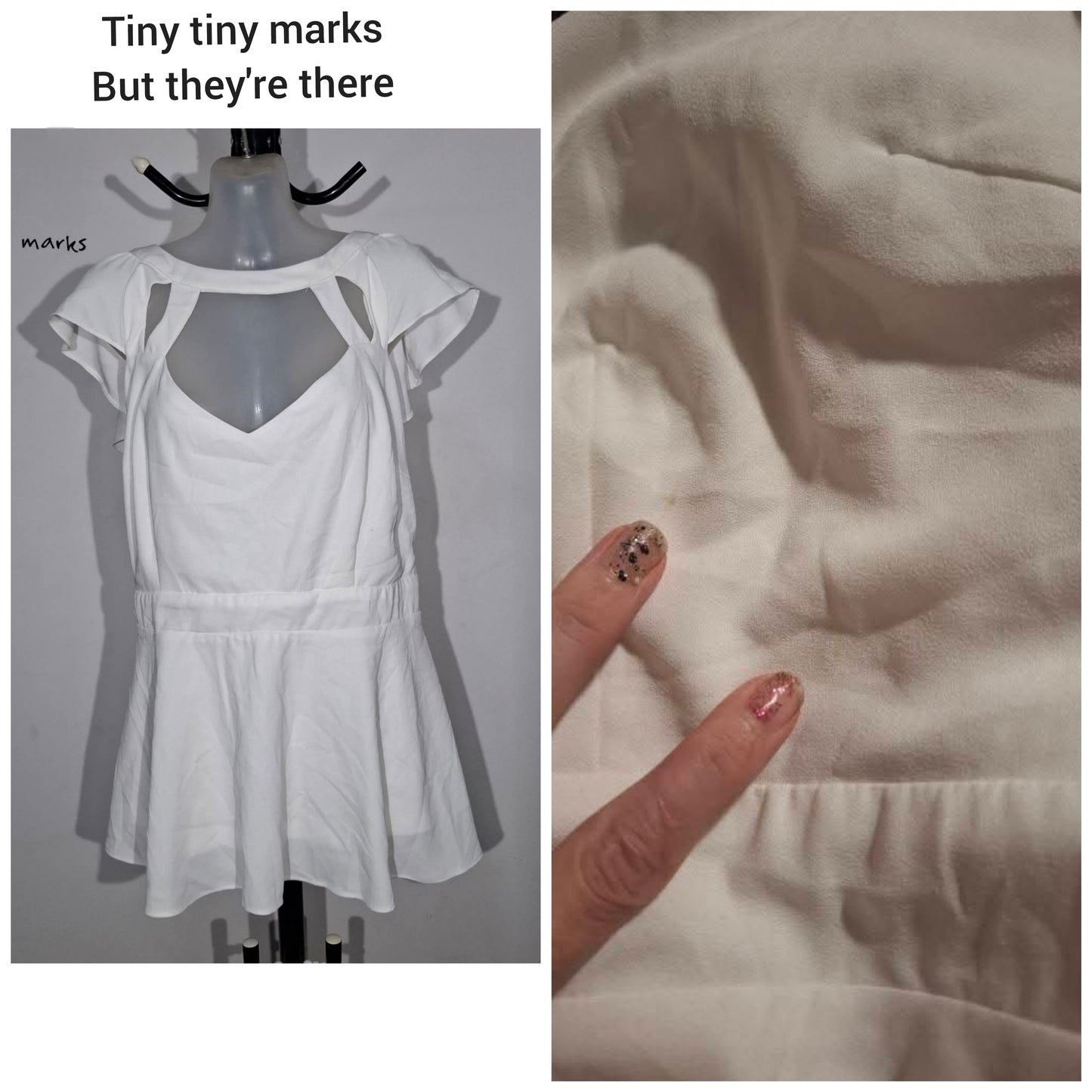 City Chic Medium - White Cutout Peplum Top *tiny marks*