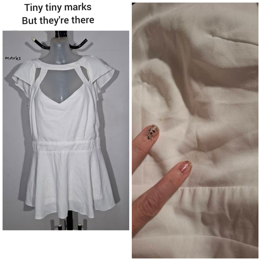 City Chic Medium - White Cutout Peplum Top *tiny marks*