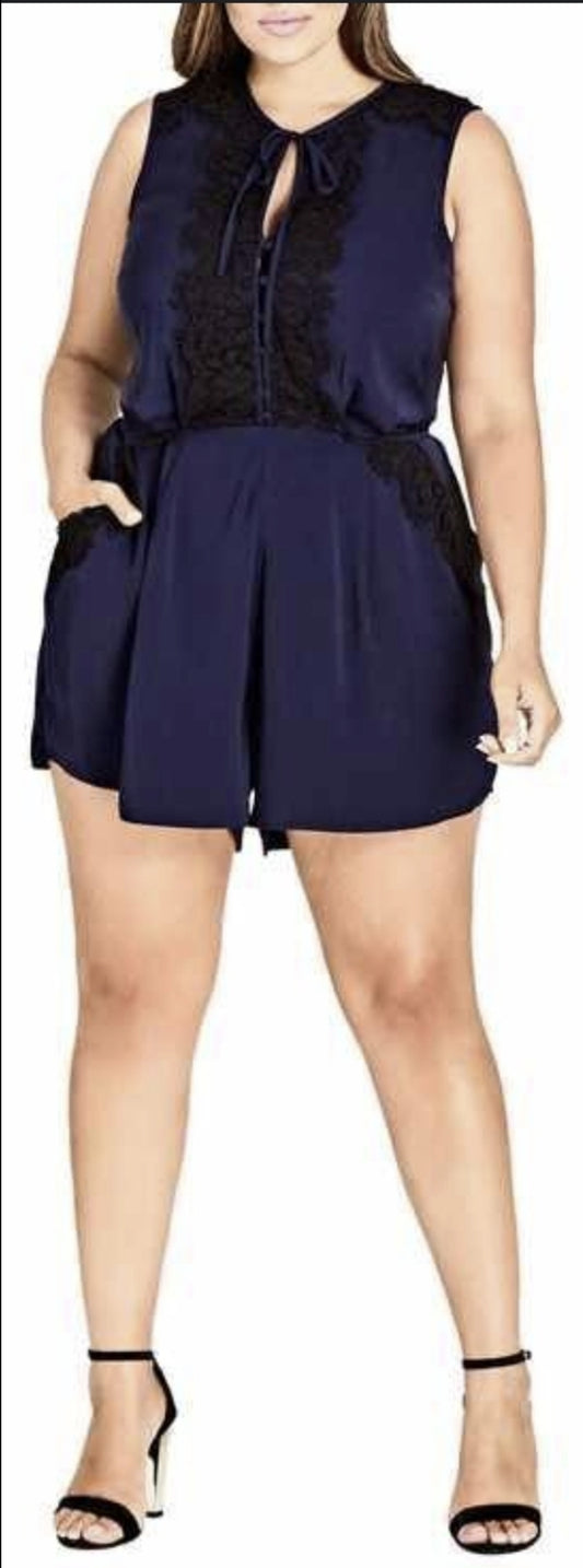 City Chic Medium - Navy Playsuit FREE *Stain*