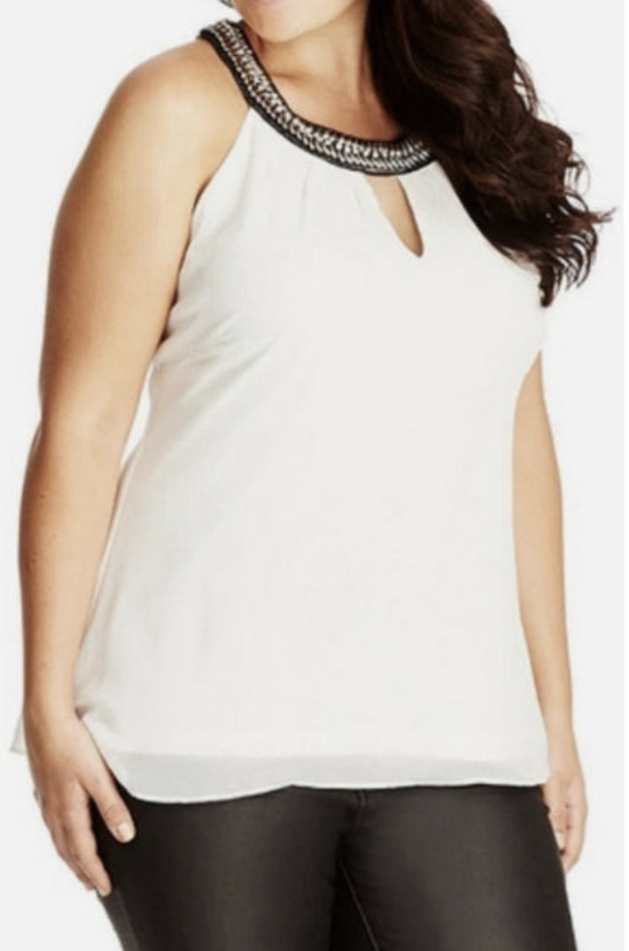 City Chic Medium - PURPLE Embellished Halter Neck Top