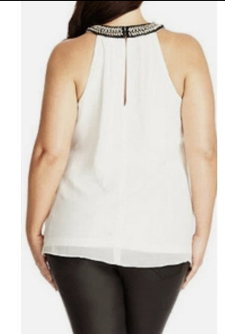 City Chic Medium - PURPLE Embellished Halter Neck Top